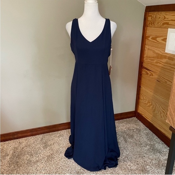 Show Me Your Mumu Jenn Maxi Dress in Rich Navy Crisp Large NWT - Picture 5 of 16